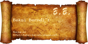 Beksi Bernát névjegykártya